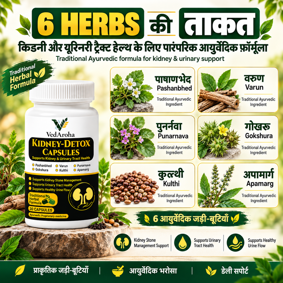VedAroha Stone Out Tablets | Kidney & Bladder Stone Remover | Ayurvedic