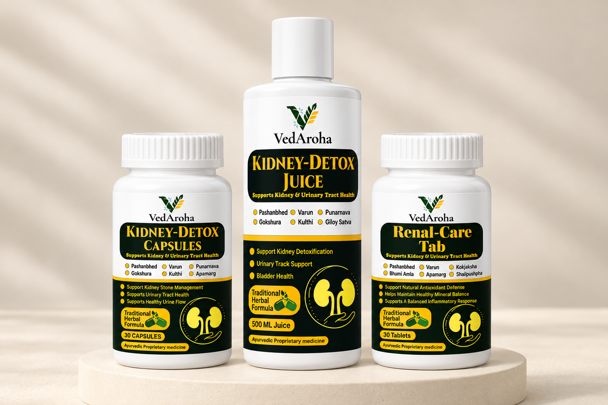 VedAroha Kidney-Detox Juice, Kidney-Detox Capsules and Renal-Care Tab